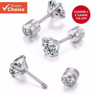 Brincos De Zircônia De Aço Inoxidável Para Mulheres , Cúbica De 3 Mm A 7 , Presente Moderno Festa De Casamento em Oferta na Shopee
