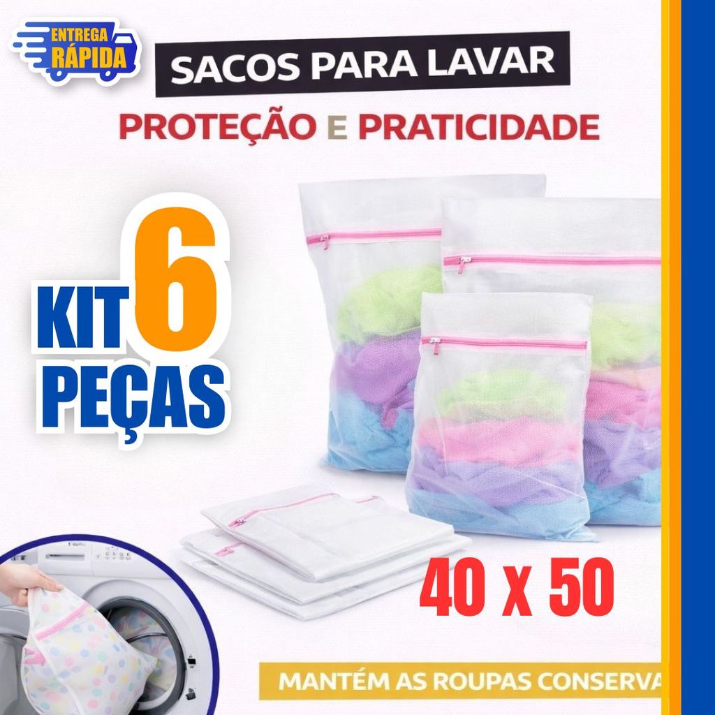 kit 6/3 Sacos para maquina de lavar roupas delicadas peças intimas ...