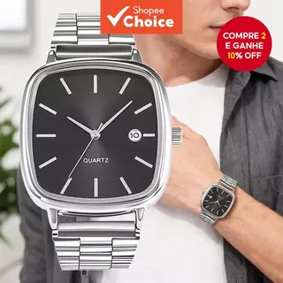 Relógio De Pulso Masculino Clássico Vintage Com Data Quadrada em Oferta na Shopee