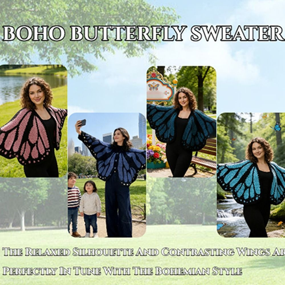 HC-1 Heartfelt Butterfly Medley コレクション HOUR Monarch Butterfly Knit Cardigan , Crochê Macio