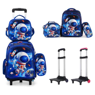 Mochila Escolar Infantil com Rodinhas + Carrinho + Lancheira + Estojo – Diversas Opções  marisa em Oferta na Shopee