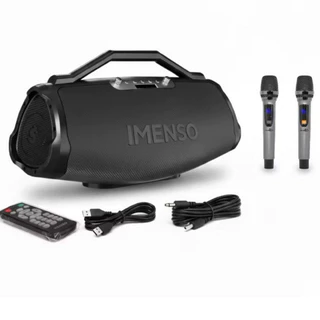 caixa de som bluetooth grande Imenso X75 200w Rms 9000mah Ipx4 C/ 2 Microfone Cor Preto LOGO ATUALIZADO em Oferta na Shopee