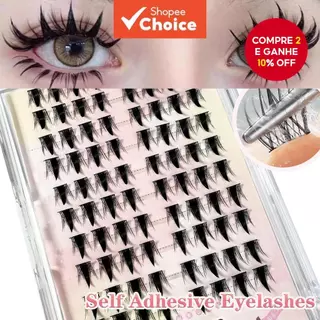 Cílios postiços sem cola: Conjunto de extensão de cílios reutilizável com cílios em tufos atualizados, sem necessidade em Oferta na Shopee