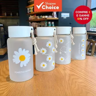 500ml Pequena Margarida Garrafas De Água De Plástico Transparente BPA Livre Criativo Fosco Garrafa Com Portab le Corda V em Oferta na Shopee