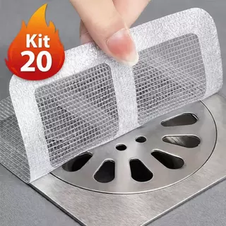 Kit 20 Protetores de Ralo Adesivos com Tela Descartável Anti Entupimento e Anti Insetos