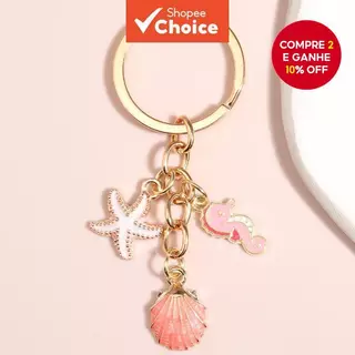 Chaveiro Fofo Porta-Chaves Shell Starfish Fishtail Ocean Keychain Presente De Verão em Oferta na Shopee