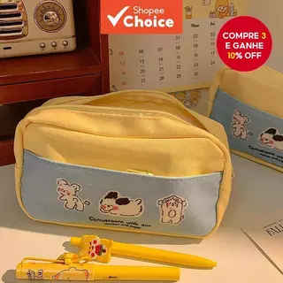 Lindo Estojo De Lápis De Impressão Para Cachorro Grande Capacidade À Prova D'Água com Zíper Duplo em Oferta na Shopee