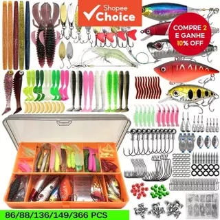 Conjunto De Isca De Pesca Caixa Macia Dura Ganchos Sal Água Doce em Oferta na Shopee