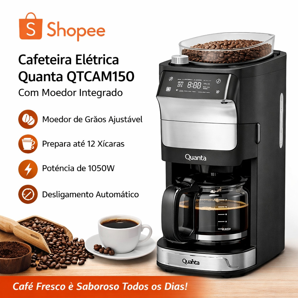 Cafeteira Elétrica Quanta QTCAM150 Com Moedor de Grãos | Shopee Brasil