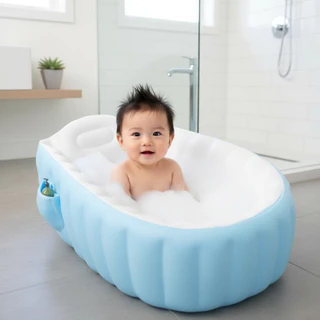 Banheira Inflável Infantil para Bebê até 3 Anos em PVC Premium com Encosto Anatômico e Bomba em Oferta na Shopee