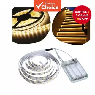 Fita de LED Amarela com 120 Lâmpadas de 2 Metros Funcionamento à Bateria em Oferta na Shopee