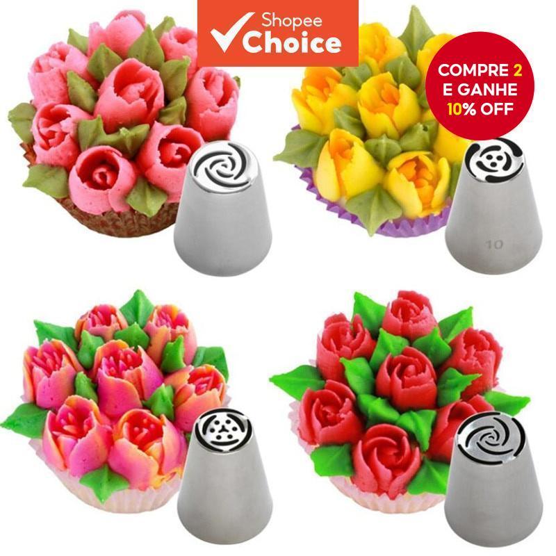 4/7 Bicos de Aço Inoxidável para Saco de Confeiteiro Creme F