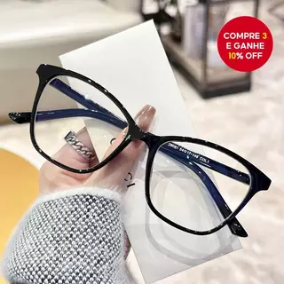 Óculos de grau estilo gato com armação chill coreana para mulheres, lentes anti-luz azul. em Oferta na Shopee