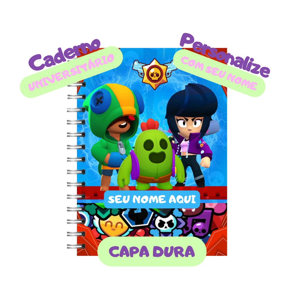 Caderno A4 Universitário Brawl Stars Capa Dura Laminado Personalizado ...