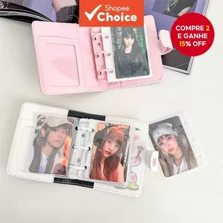 Ins 3Inch Kpop Photocard White Pink Binder Photo Cards Collect Book Album A7 PU Couro Protetor Escolar Papelaria em Oferta na Shopee