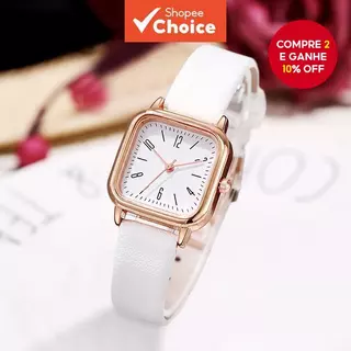 Relógio Fashion Square Women Relógios Casuais Faixa De Couro Quartzo em Oferta na Shopee