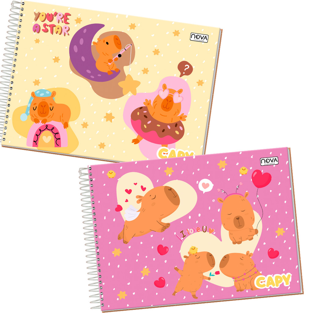 Caderno de Desenho Infantil Capivara Capa Dura 60 Folhas | Shopee Brasil