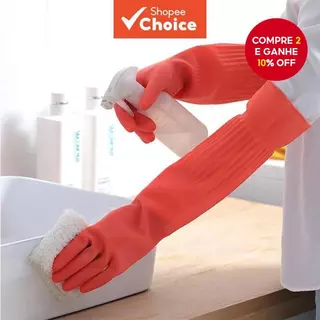 1 Par Alongar Luvas De Limpeza De Lavar Louça Látex Borracha À Prova Dwaterproof Água Trabalho Mão Para Purificador Domé em Oferta na Shopee