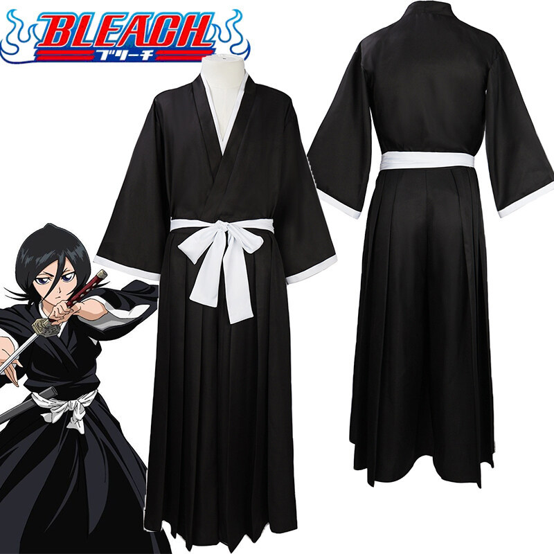 Anime Lixívia Kuchiki Rukia Cosplay Traje Halloween Grim Reaper Vestido ...