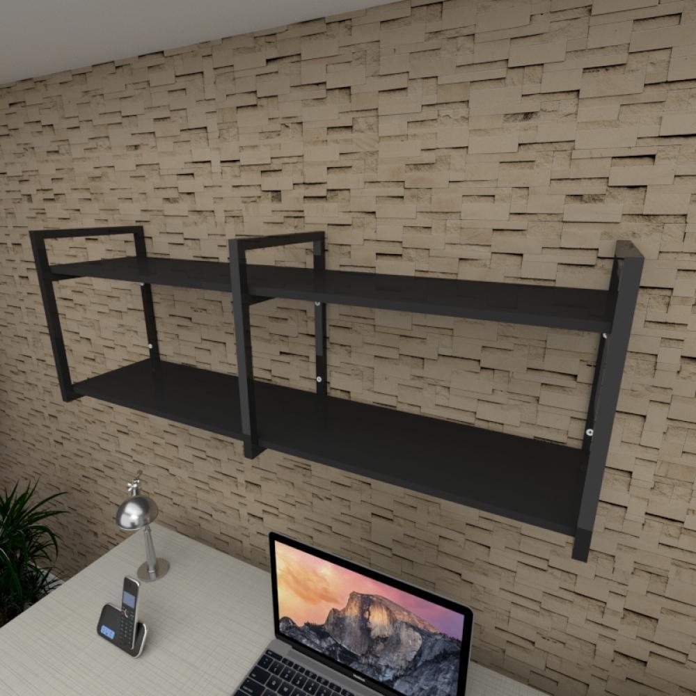 Prateleira industrial para escritório aço cor preto pratelei