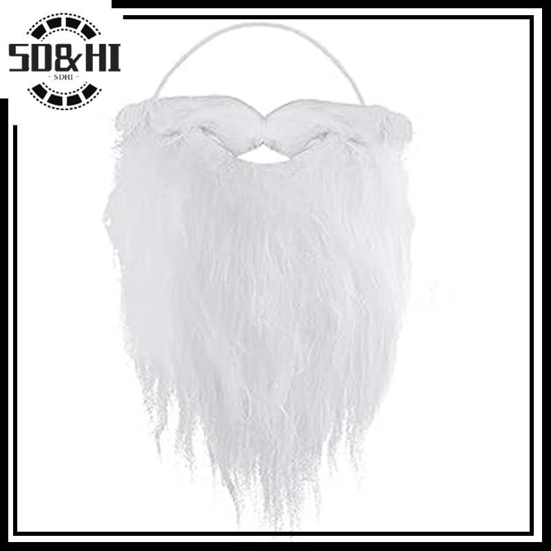 Barba Falsa De Papá Noel Para Adolescentes Y Adultos – Set De 8 Unidades De Poliéster, Ajustable Con Goma Elástica, Accesorio De Navidad Para Fiestas Y Disfraces
