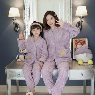 Crianças pijamas de inverno meninas Coral velo terno estudantes do ensino médio médio grande crianças Cardigan estilo fl em Oferta na Shopee