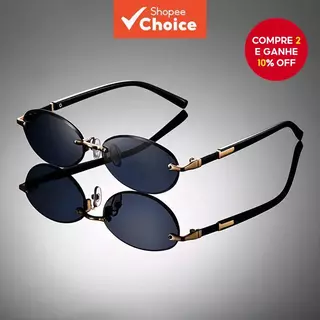 Óculos De Sol Com Recorte Oval Sem Moldura-Tons Retrô De Hip-Hop Y2K em Oferta na Shopee