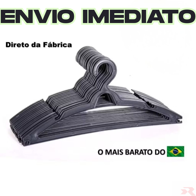 Cabide Adulto Preto Kit 100 Cabides Reforçados Organizar Roupas
