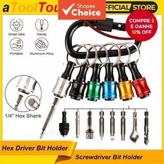 Chaveiro Porta-Bits De Chave De Fenda Magnética Com Mosquetão , Extensão De Liberação Rápida De Haste Hexagonal 1/4 , Id em Oferta na Shopee