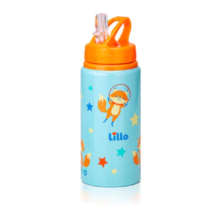 Garrafa Infantil Inox Antivazamento Canudo 550ml Azul Lillo em Oferta na Shopee