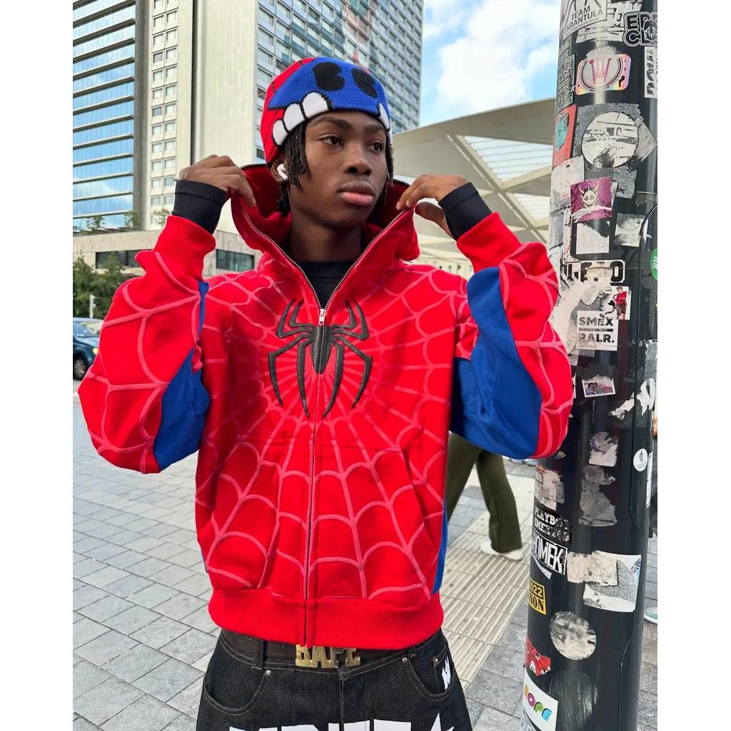 Y2k Retro América Aranha Espuma Impressão 3d Hoodies Moda