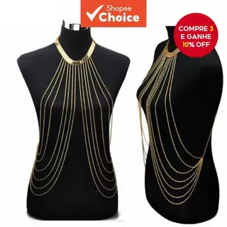 Colar De Corpo Com Borla De Biquíni Corrente Corporal Europeia Americana Para Estilo De Festa Na Praia em Oferta na Shopee