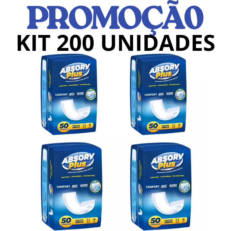 Kit Absorvente Geriátrico Unisex Absorv Plus 300und 200und ou 150und ...