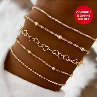 5 Pçs/Set Fashon Pulseira Conjunto Para Mulheres Rodada Bead Coração Corrente , Caixa Minimalista Acessórios De Jóias em Oferta na Shopee