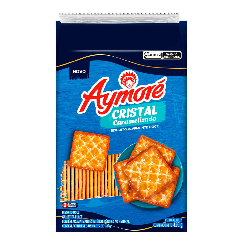 Biscoito Aymoré Cristal Caramelizado Levemente Doce 3 Unidades de 140g ...