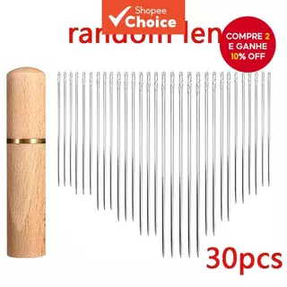 Conjunto De Agulhas De Costura Com Furo Lateral De 30 Unidades | Garrafa De Armazenamento De Madeira , Ferramenta De Art em Oferta na Shopee