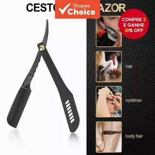 Homem Barbeador Manual Dobrável em Aço Inoxidável para Barba, Navalha de Corte de Cabelo de Salão, Lâmina Reta em Oferta na Shopee