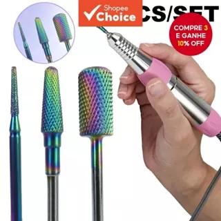 Kit 3 Brocas de Tungstênio Profissionais para Unhas de Gel e Unhas de Porcelana em Oferta na Shopee