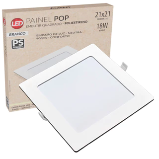 Painel Plafon Quadrado Embutir 18W Luz Neutra 4000K Bivolt Luminária de Gesso Forro Avant em Oferta na Shopee
