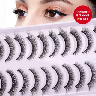 Cílios totalmente volumosos, 10 pares de cílios artesanais macios e flexíveis, perfeitos para um visual natural, com em Oferta na Shopee