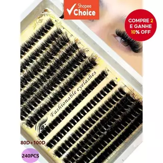 50D/80D/100D Cluster Cílios Postiços 240Pcs Extensões De Diy em Oferta na Shopee