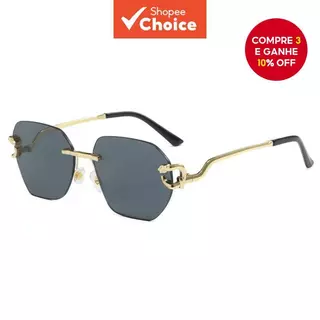 Óculos De Sol Com Borda Chanfrada Sem Moldura Para Unissex Moderno Tiger Eye Design Vintage em Oferta na Shopee