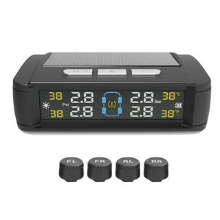 Kit Sensor TPMS Universal para 4 Rodas - Instalação Fácil sem Desmontar Pneu + Monitor LCD em Tempo
