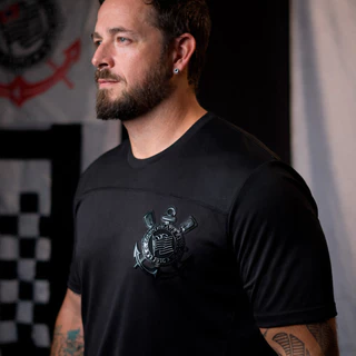 Camisa Corinthians Patch Gel Preto Masculina Oficial