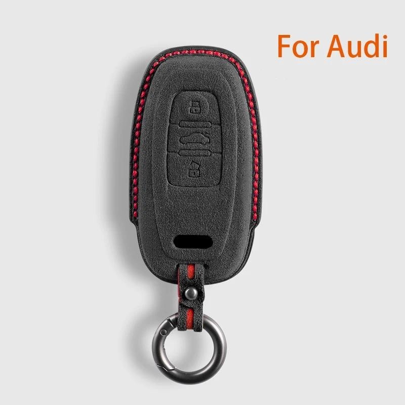 Custodia Per Chiavi Auto Audi In Pelle Bianca: Cover Protettiva Silicone TPU Con Portachiavi Moda Per A4 A5 A6 A7 A8 Q3 Q5 - HIBEYO