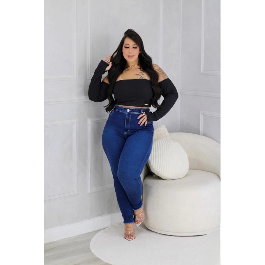 Cropped Top Ciganinha Manga Longa Hialy Poliamida 1405 | Shopee Brasil
