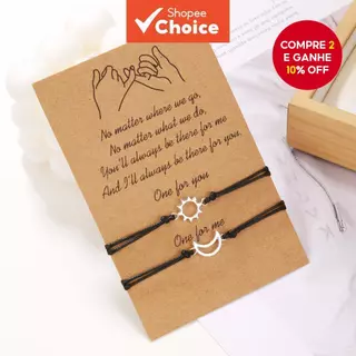 Conjunto De 2 Peças Moda Simples Sol Lua Artesanal Ajustável Casal Pulseiras De Amizade em Oferta na Shopee