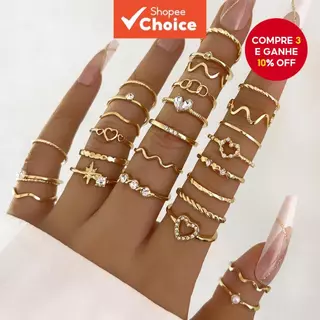 Amor borboleta pérola oco Multi-aberto anel conjunto de 28 peças nicho All-Match anel em Oferta na Shopee