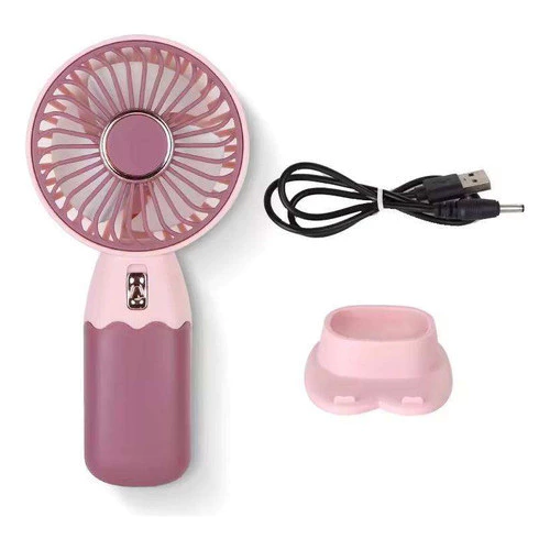 Ventilador Portátil De Mão Mini Recarregável Usb Com Suporte