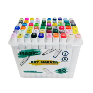 KIT ART MARKER 60 CORES MAGIC KIDS - CANETAS MARCADORAS PONTA DUPLA em Oferta na Shopee